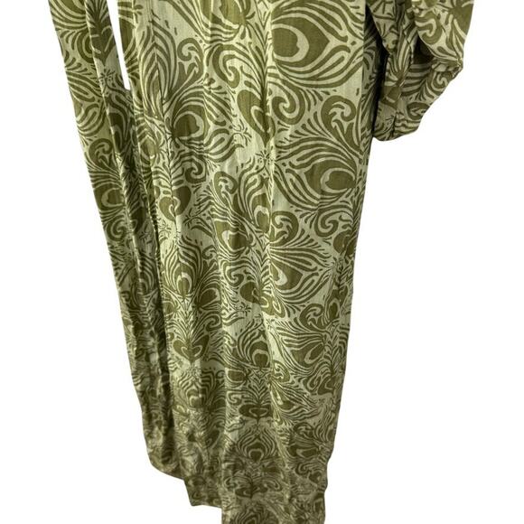 Free People Riviera Moss Green Print Open Kimono Long Jacket NWT Boho sz ALL OS - Picture 8 of 16